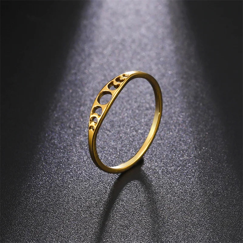 DL Elegant Sun Moon Phase Rings For Women