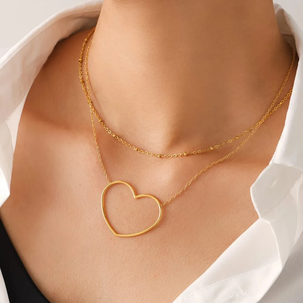 DL Large Heart Pendant Necklace For Women