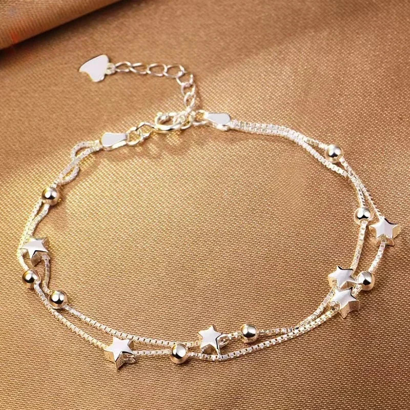 DL Sterling Silver Zircon Bracelets for Women