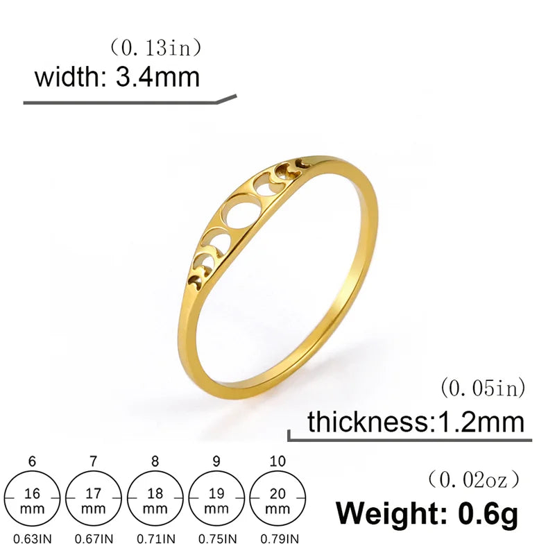 DL Elegant Sun Moon Phase Rings For Women