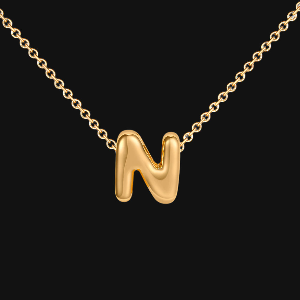 DL Gold Plated Balloon Initial Tiny Small Pendent Necklaces