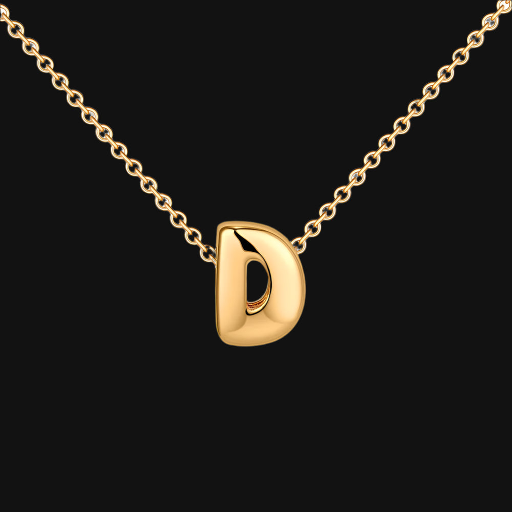 DL Gold Plated Balloon Initial Tiny Small Pendent Necklaces