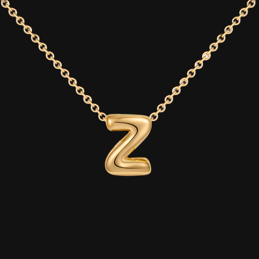 DL Gold Plated Balloon Initial Tiny Small Pendent Necklaces