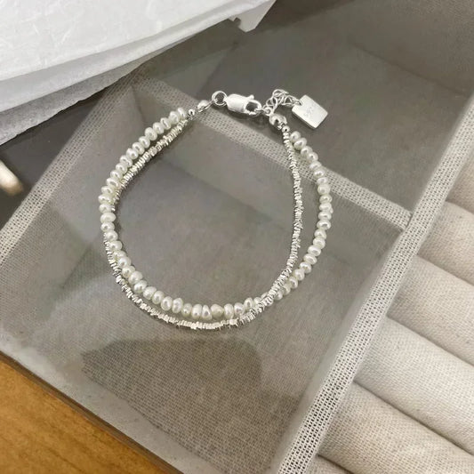 DL   Sterling Silver Pearl Bracelet for Women