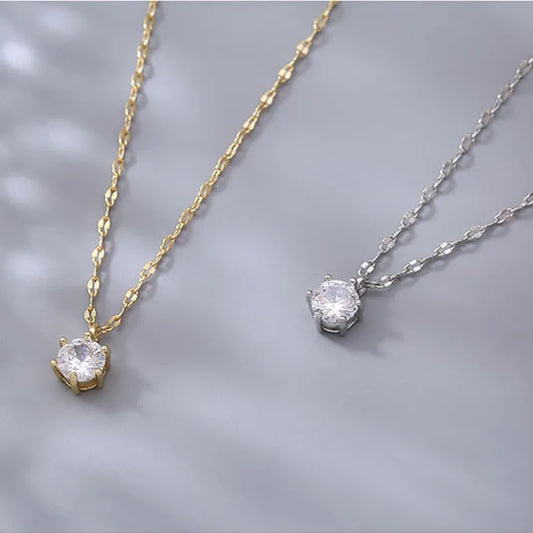 DL Single Sparkling Zircon Clavicle Chain for Women