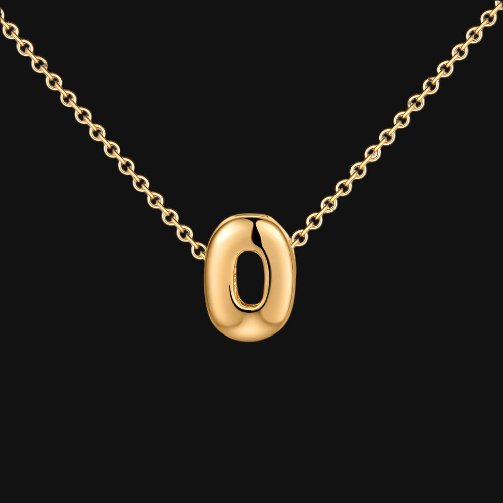 DL Gold Plated Balloon Initial Tiny Small Pendent Necklaces