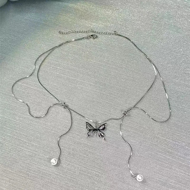 DL Exquisite Silver Color Butterfly Necklace