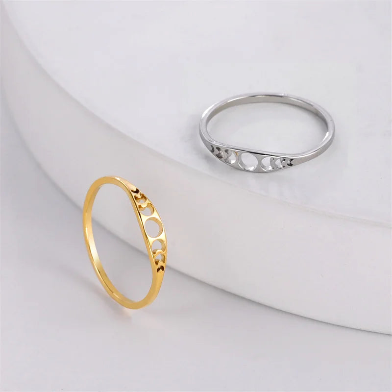 DL Elegant Sun Moon Phase Rings For Women