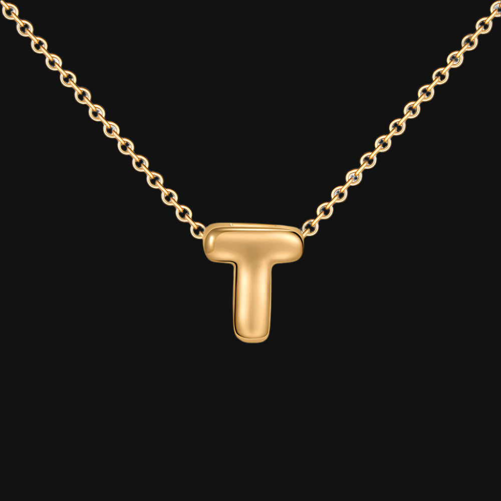 DL Gold Plated Balloon Initial Tiny Small Pendent Necklaces