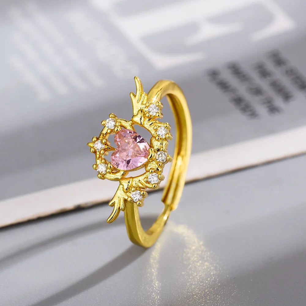 DL Sweet Pink Heart Ring For Women