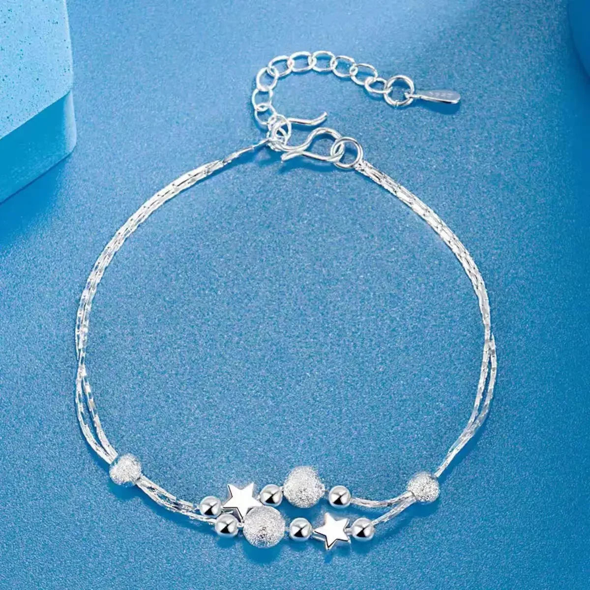 DL Sterling Silver Heart Shaped Bracelet For Women