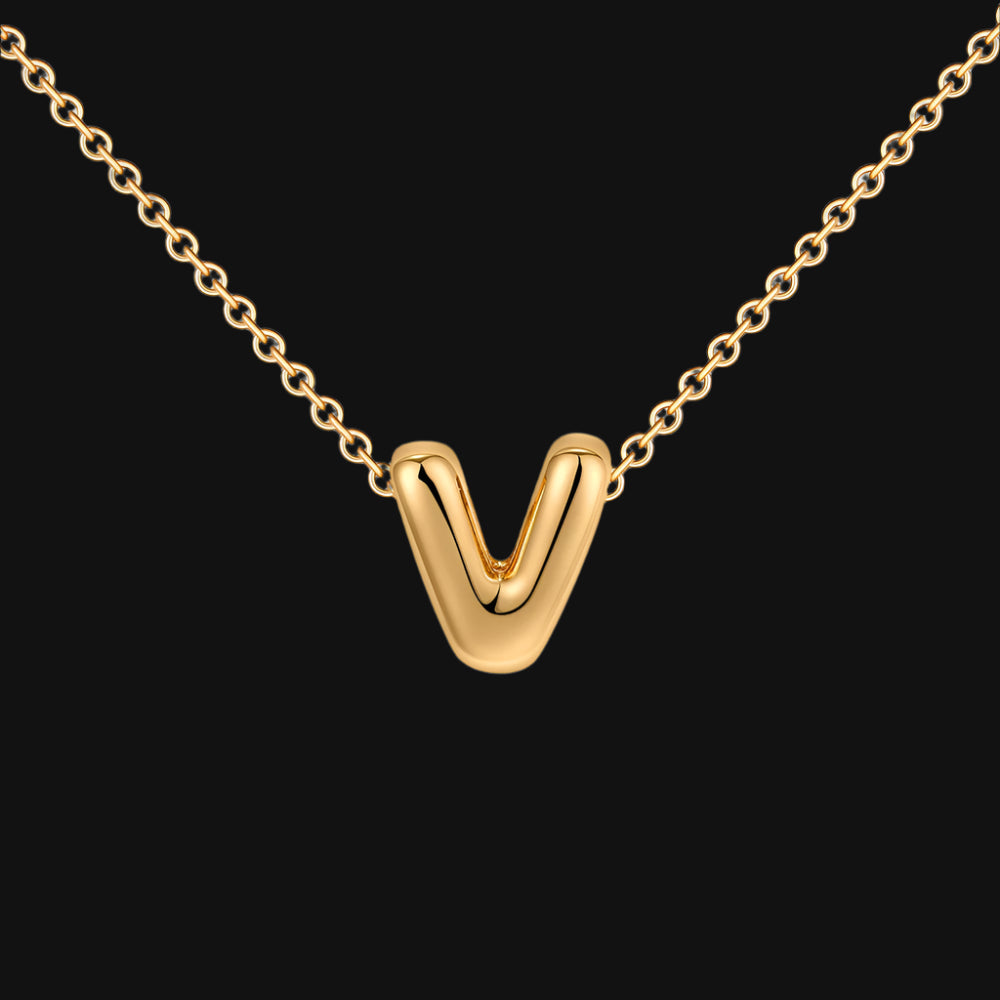 DL Gold Plated Balloon Initial Tiny Small Pendent Necklaces