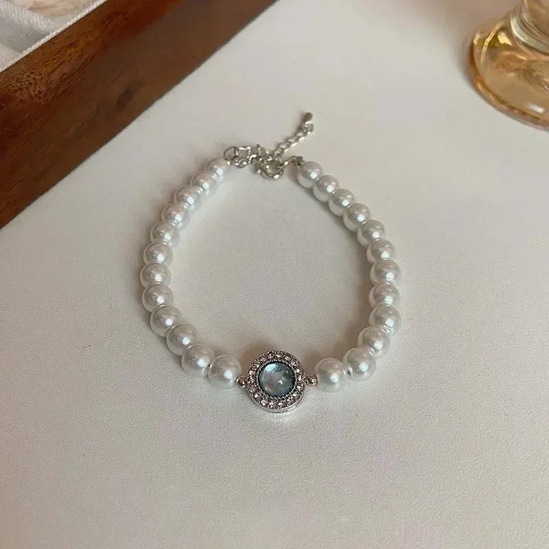 DL   Sterling Silver Pearl Bracelet for Women