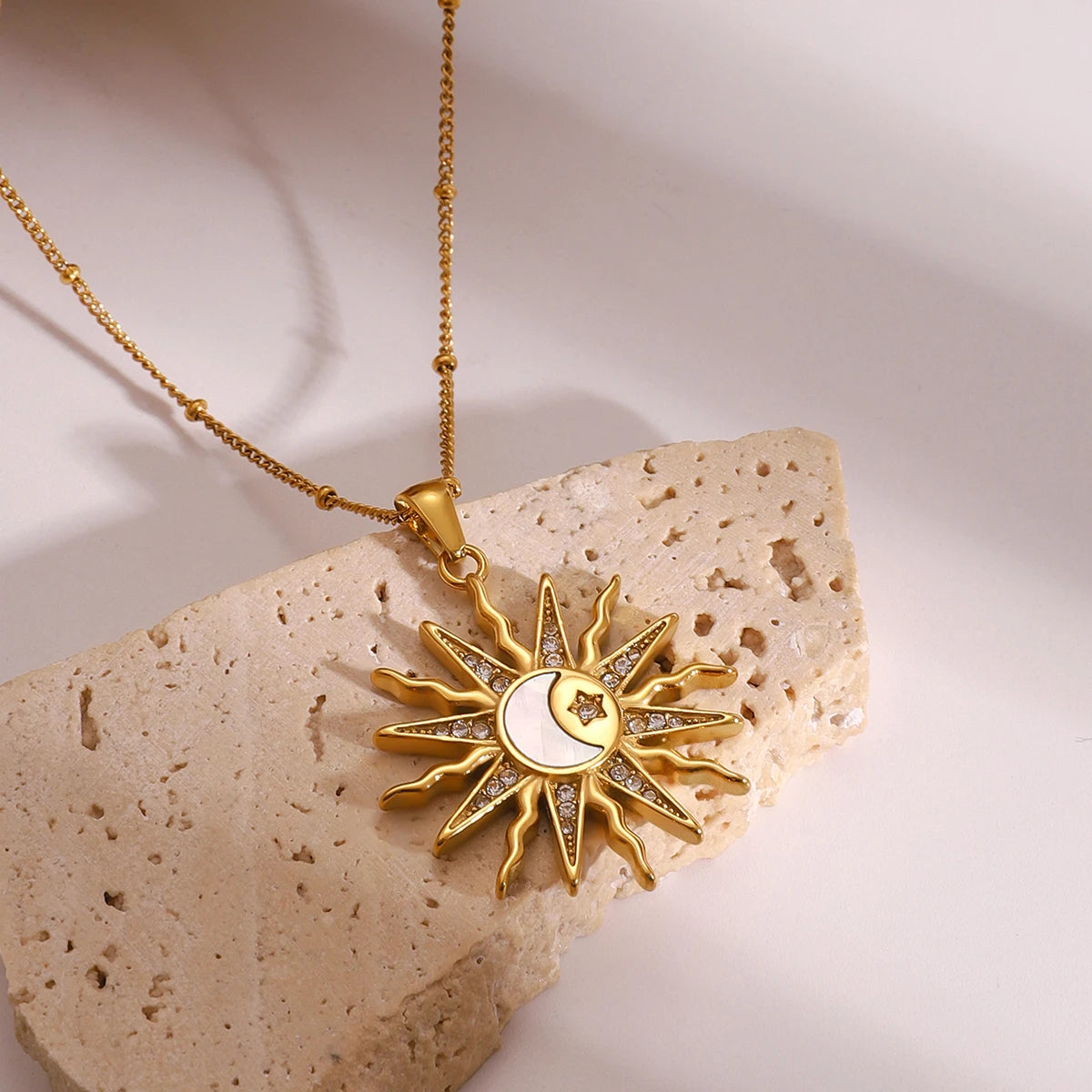 DL Shell Moon Sun Pendant Necklace For Women