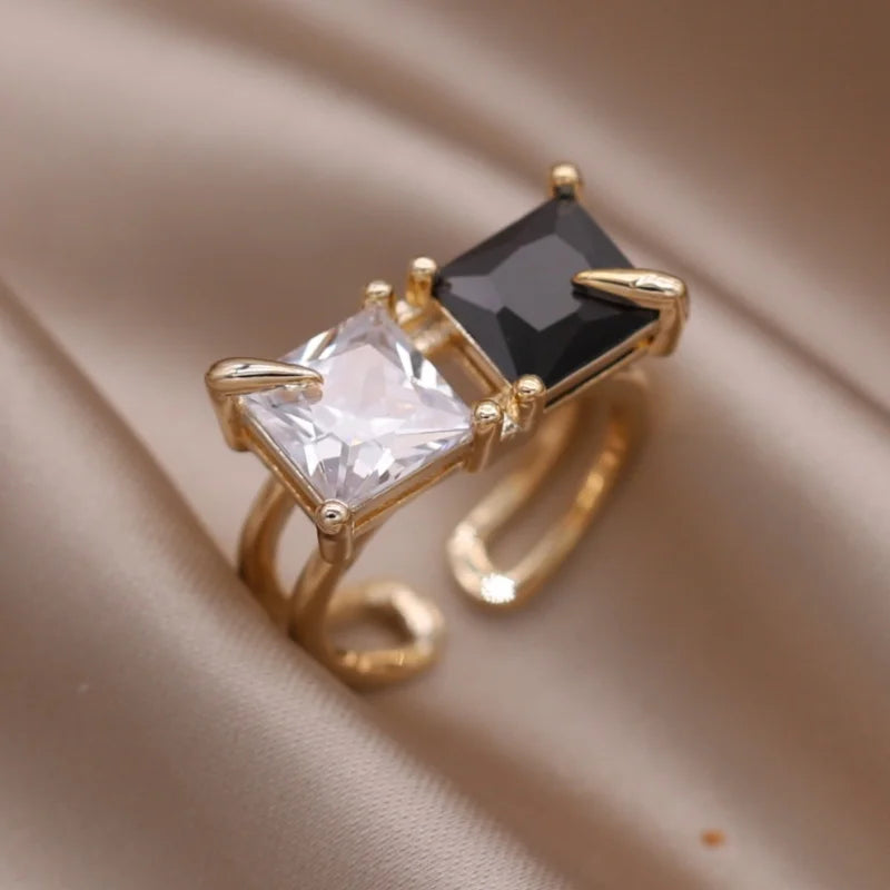 DL Gold Plated Double Love Crystal Ring