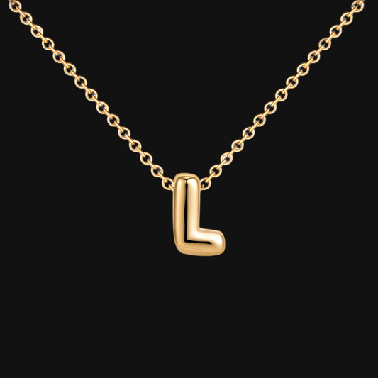 DL Gold Plated Balloon Initial Tiny Small Pendent Necklaces