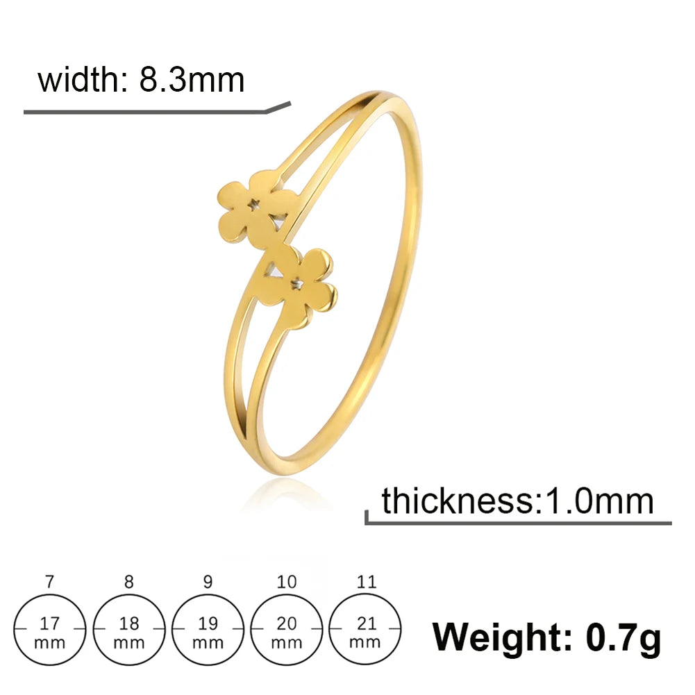 DL Stainless Steel Small Elegant Flower Ring