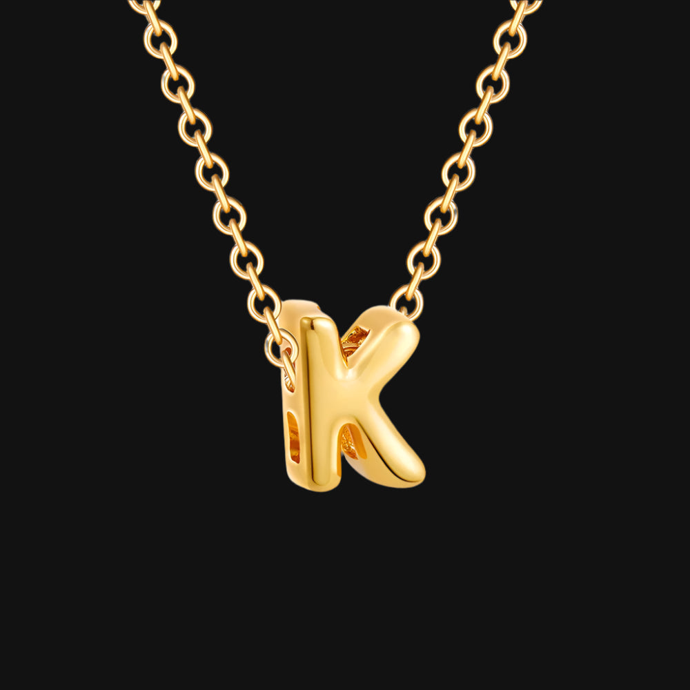 DL Gold Plated Balloon Initial Tiny Small Pendent Necklaces