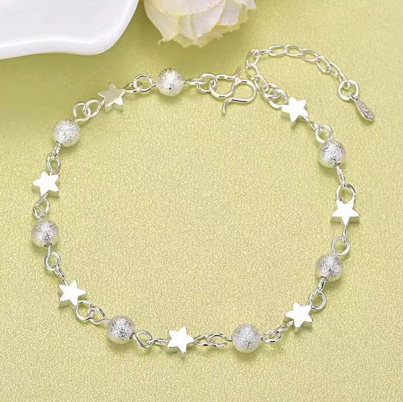 DL Sterling Silver Heart Shaped Bracelet For Women