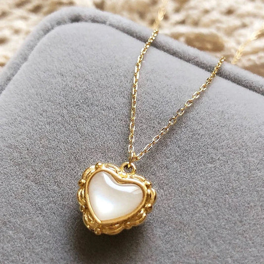 DL Stainless Steel Cute Heart Pendant Necklace