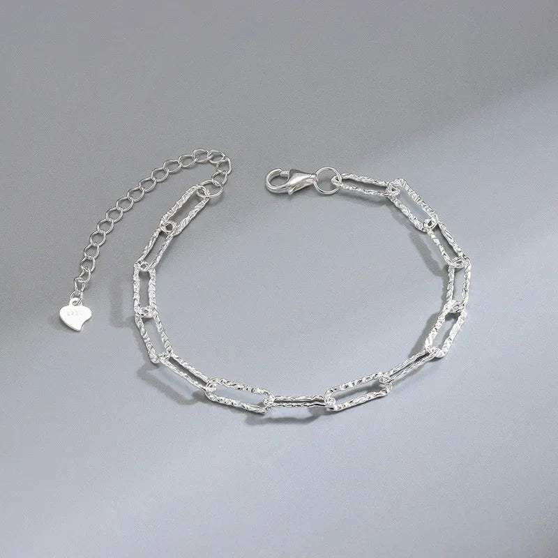 DL Sterling Silver Heart Shaped Bracelet For Women