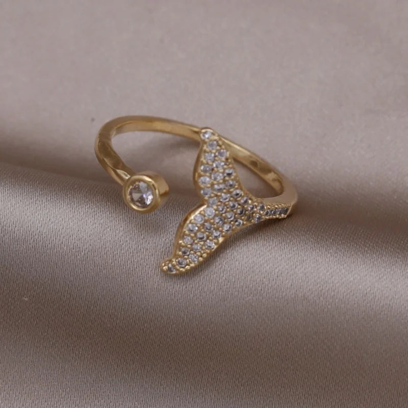 DL Gold Plated Double Love Crystal Ring