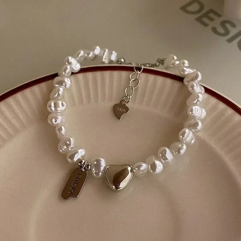 DL   Sterling Silver Pearl Bracelet for Women