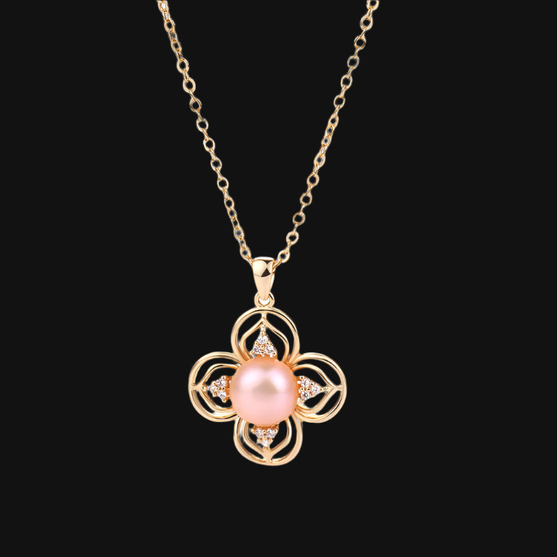 DL Zircon Flower Pendant Necklace