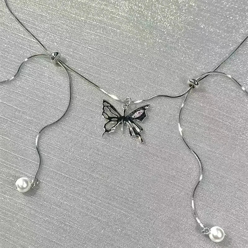 DL Exquisite Silver Color Butterfly Necklace