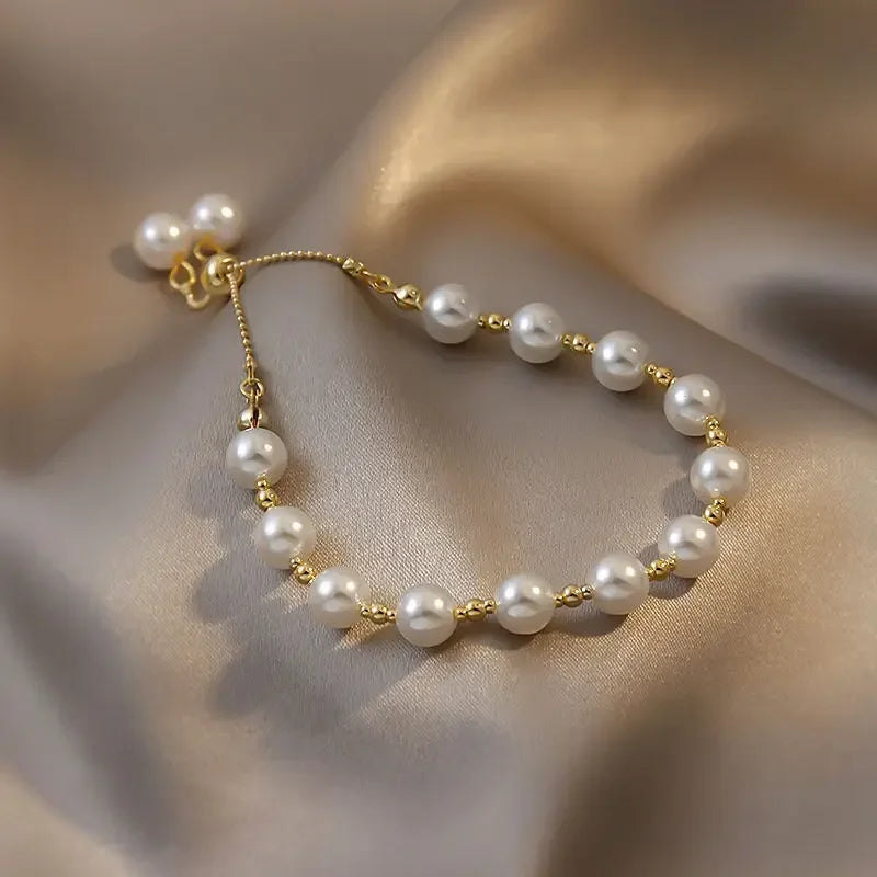 DL   Sterling Silver Pearl Bracelet for Women