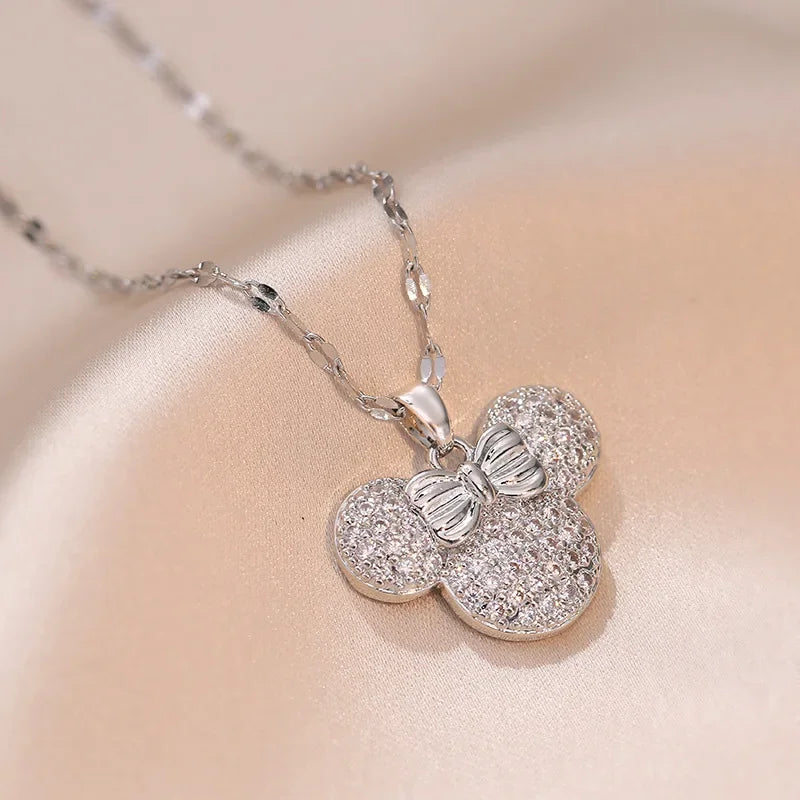 DL Minnie Mouse Head Pendant Necklace for Women