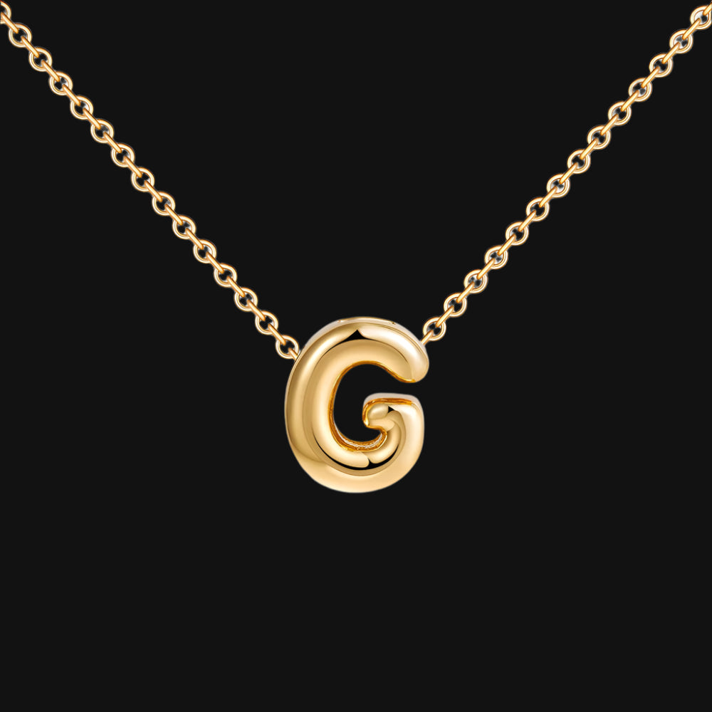 DL Gold Plated Balloon Initial Tiny Small Pendent Necklaces