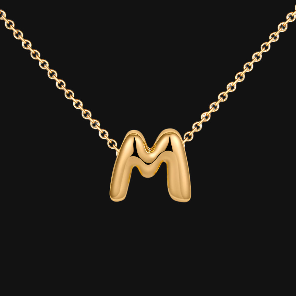 DL Gold Plated Balloon Initial Tiny Small Pendent Necklaces