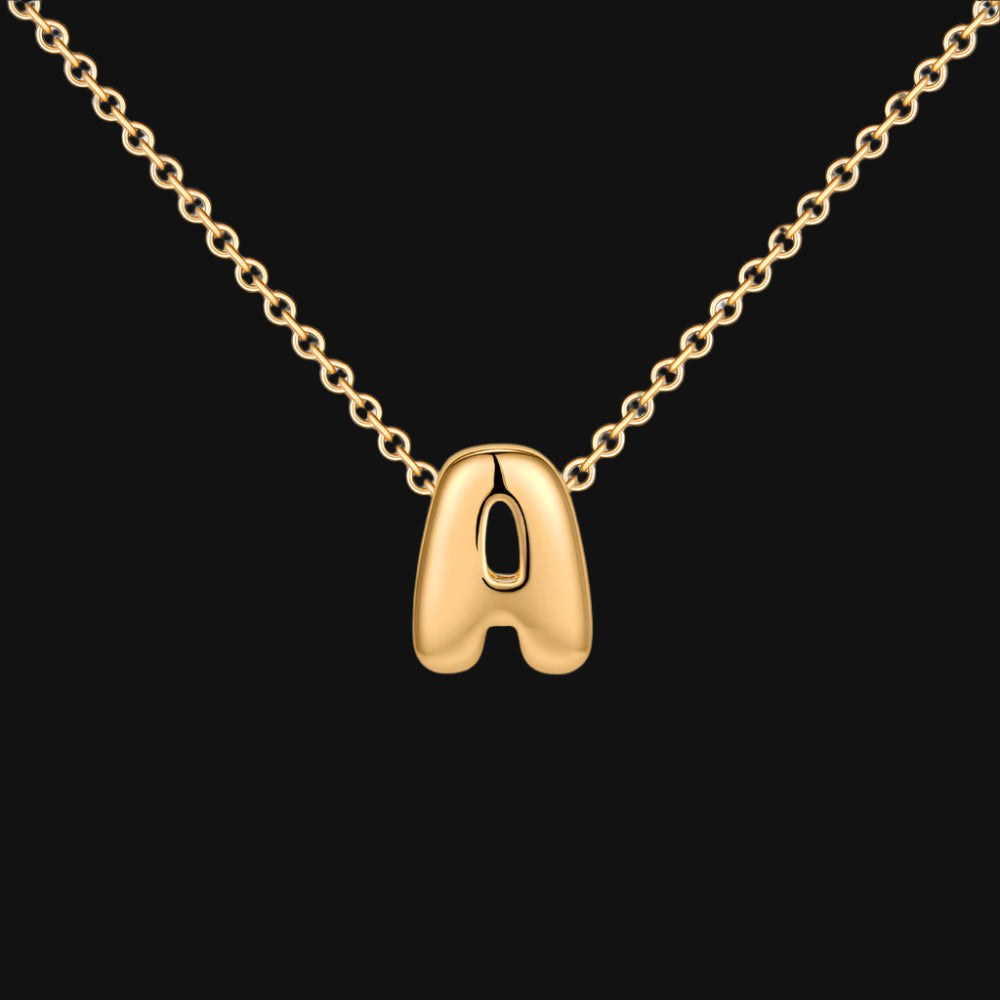 DL Gold Plated Balloon Initial Tiny Small Pendent Necklaces