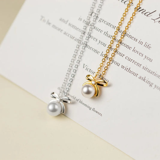 DL Elegant Charm Bow Clavicle Chain Necklace for Women