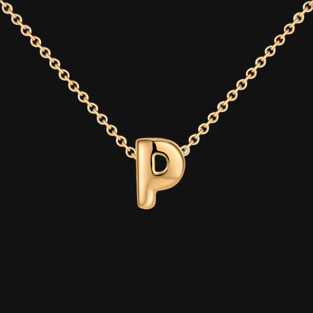 DL Gold Plated Balloon Initial Tiny Small Pendent Necklaces