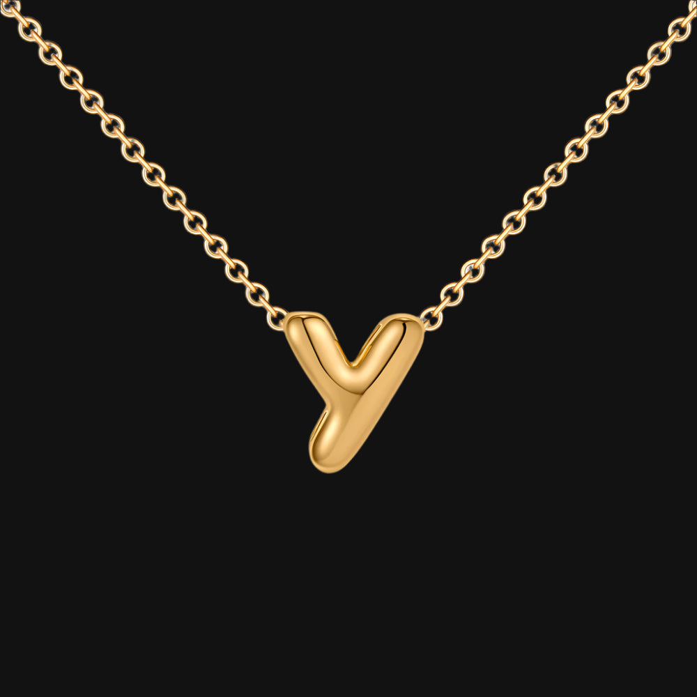 DL Gold Plated Balloon Initial Tiny Small Pendent Necklaces