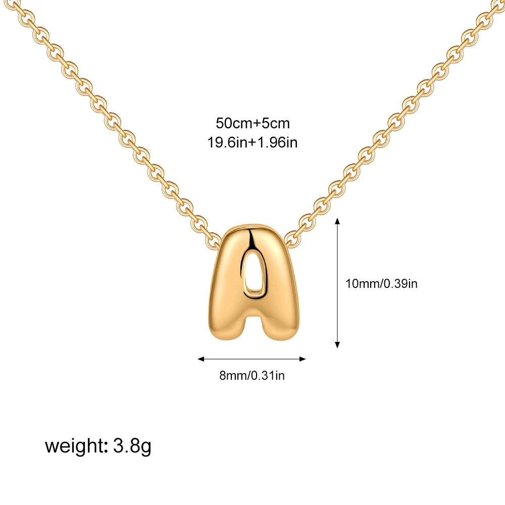 DL Gold Plated Balloon Initial Tiny Small Pendent Necklaces