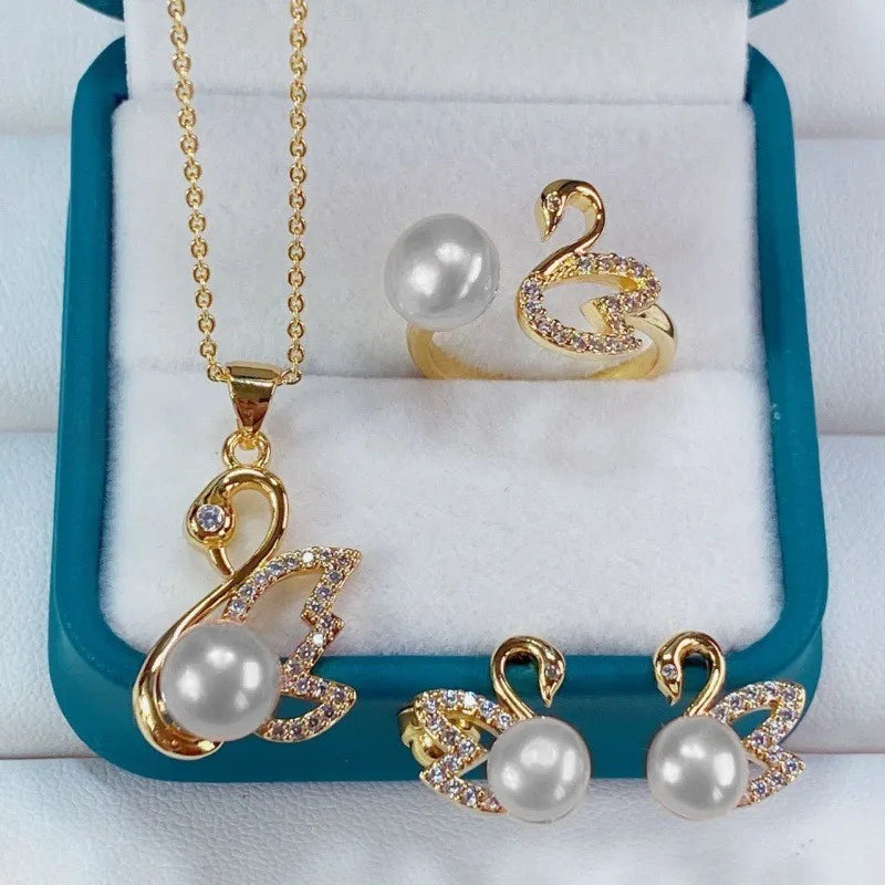 DL Swan Banquet Necklace and Ring for Women