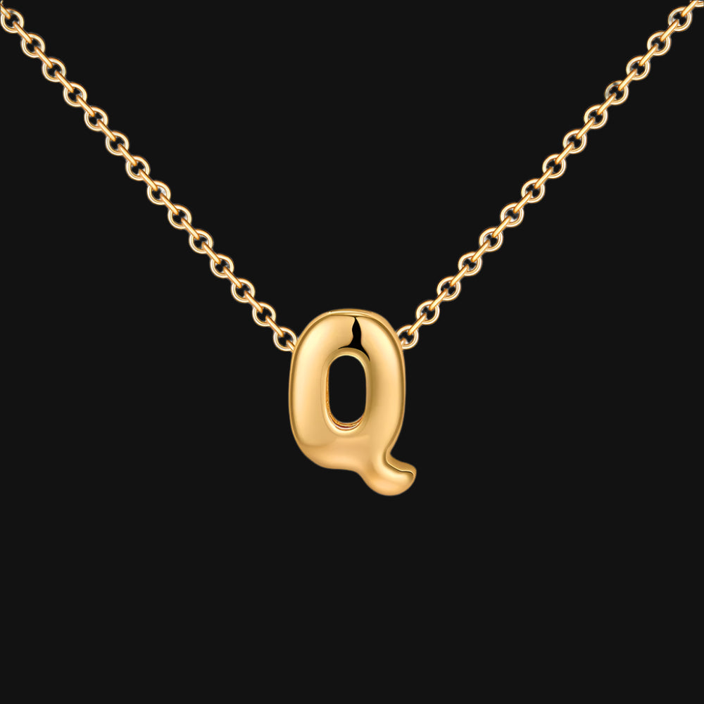 DL Gold Plated Balloon Initial Tiny Small Pendent Necklaces