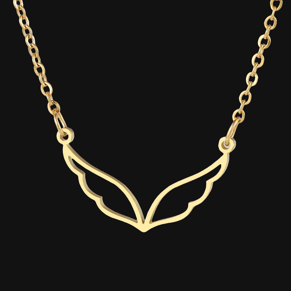 DL Simple Hollow Wings Charm Pendant  Necklace For Women